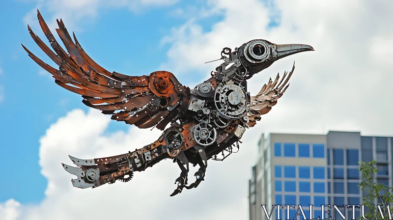 AI ART Mechanical Bird Art in Flight