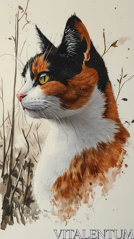 Artistic Calico Cat AI Image