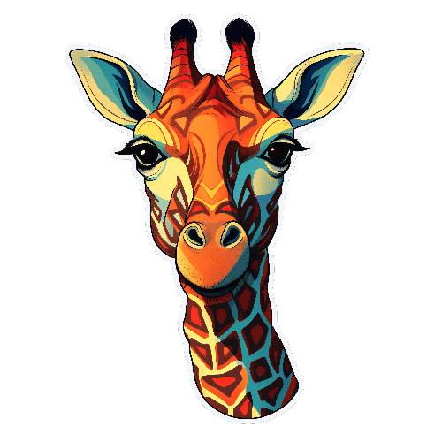 POD Design Friendly Cartoon Giraffe Head for T-Shirt Printing