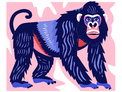 Playful Cartoon Monkey Illustration for Print