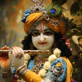 Krishna Playing Flute, Religious Art