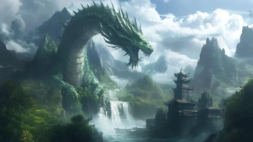 Dragon and Waterfall