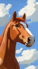 Noble Chestnut Horse against Blue Sky