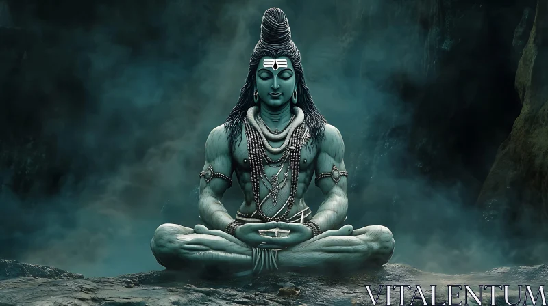 Tranquil Deity in Lotus Position AI Image