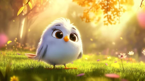 Whimsical Bird in a Sunny Field