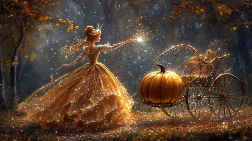 Golden Gown Princess with Pumpkin Coach