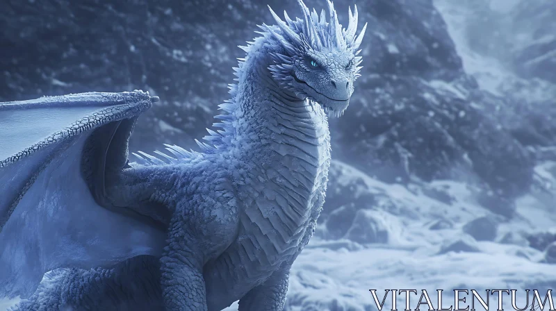 AI ART Frozen Dragon in a Snowy Realm