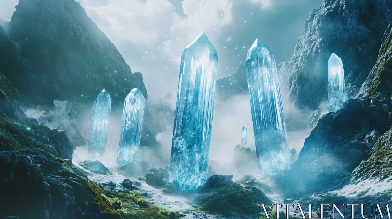 Crystalline Mountain Vista AI Image