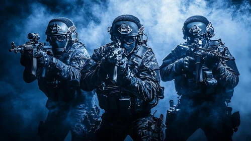 Tactical Unit in Blue Haze