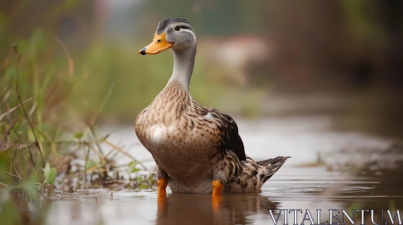 Duck Standing Gracefully in Water AI Image