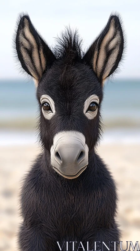 AI ART Beachside Donkey Close-Up