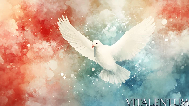 Soaring Dove Watercolor Illustration AI Image