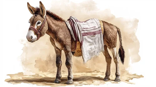 Donkey Illustration with Rustic Cloth