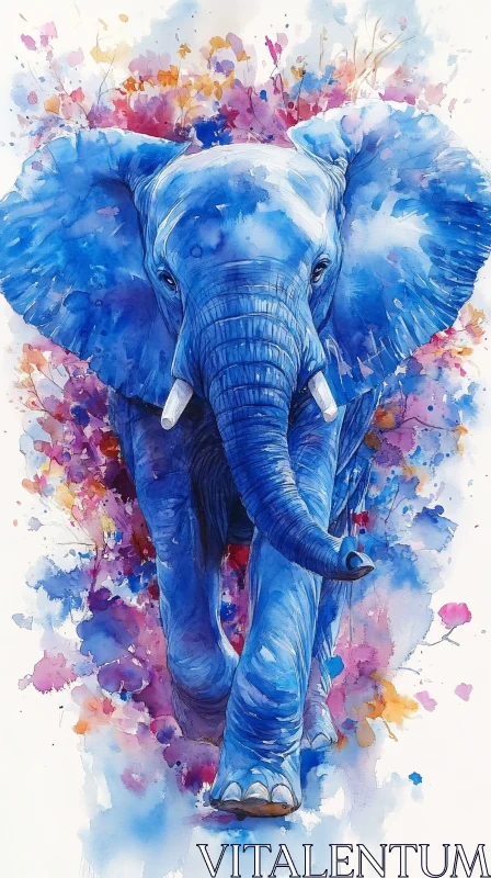 AI ART Blue Elephant Artwork