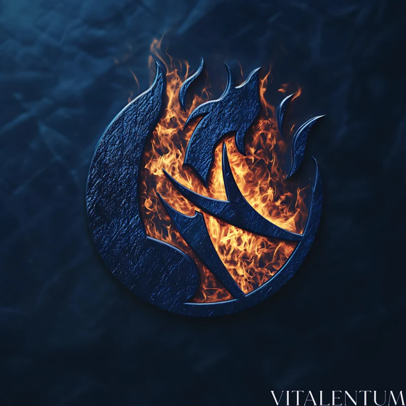 Abstract Blue and Fire Symbol Design AI Image