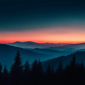 Peaceful Mountain Sunset Landscape
