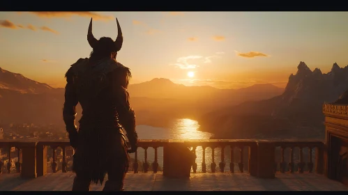 Horned Warrior at Sunset