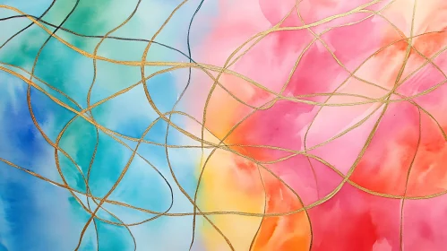 Pastel Fluid Art with Golden Accents