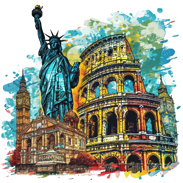 Iconic Landmarks T-Shirt Design POD Design