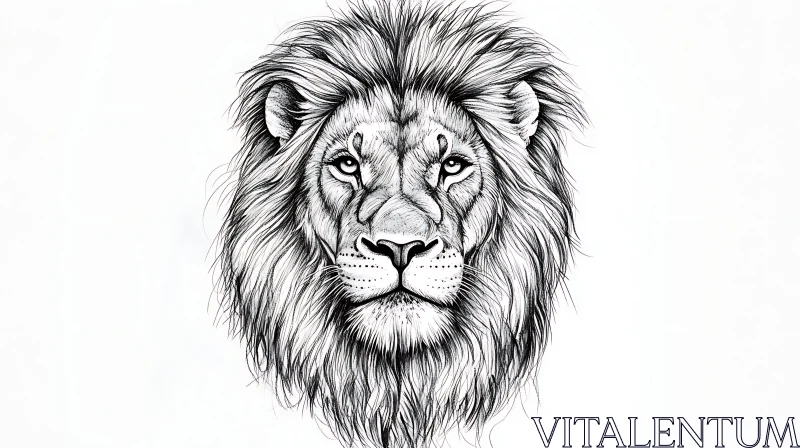 Lion Head Monochrome Art AI Image