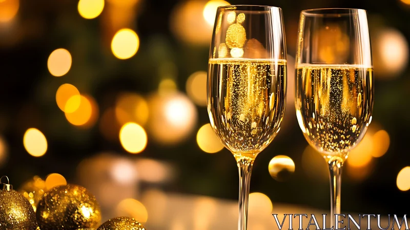 AI ART Festive Champagne Toast: Golden Lights and Bubbles