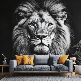 Monochrome Lion Decor