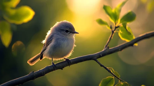 Small Bird Perched on Branch