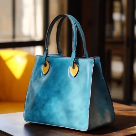 Stylish Blue Leather Handbag