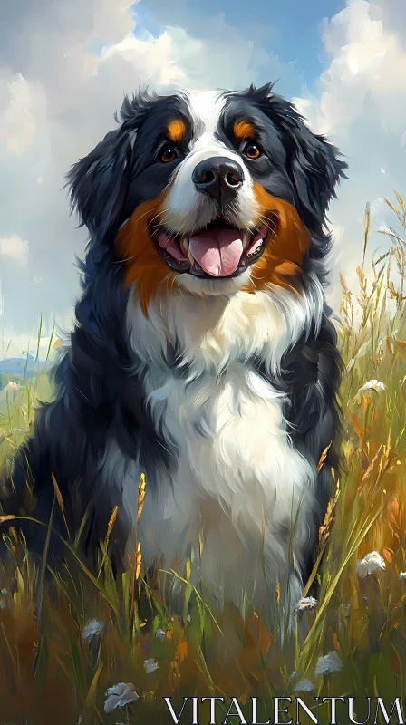 Happy Dog in Nature AI Image