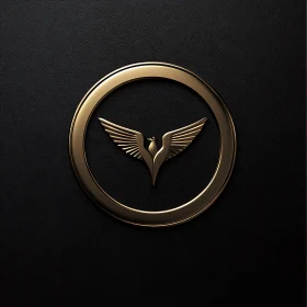 Sleek Gold Circle Logo with Bird