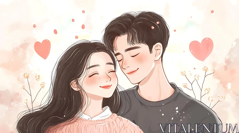 AI ART Romantic Couple in Cartoon Style