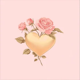 Floral Heart with Pink Roses