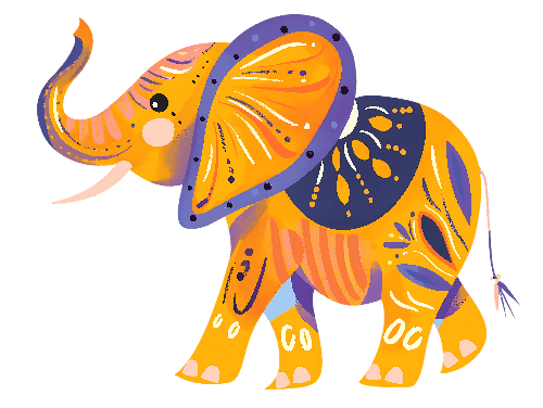 Colorful Elephant with Mehndi Designs Illustration