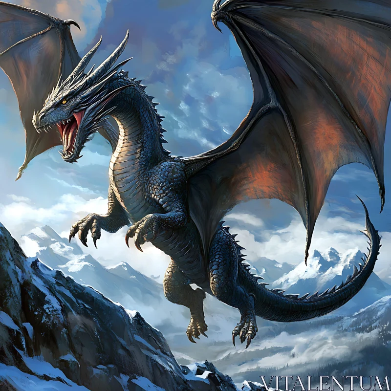 AI ART Dragon Above the Mountains