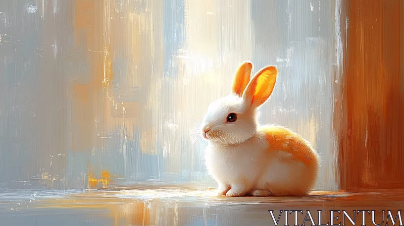 AI ART White and Orange Bunny by the Window