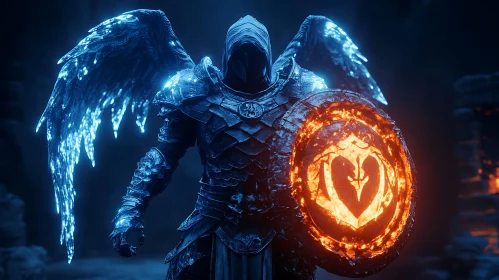 Armored Angel Guardian with Glowing Wings