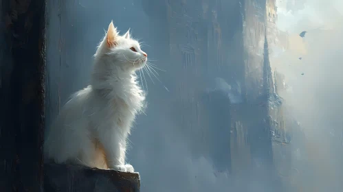 Serene Feline and Misty Towers