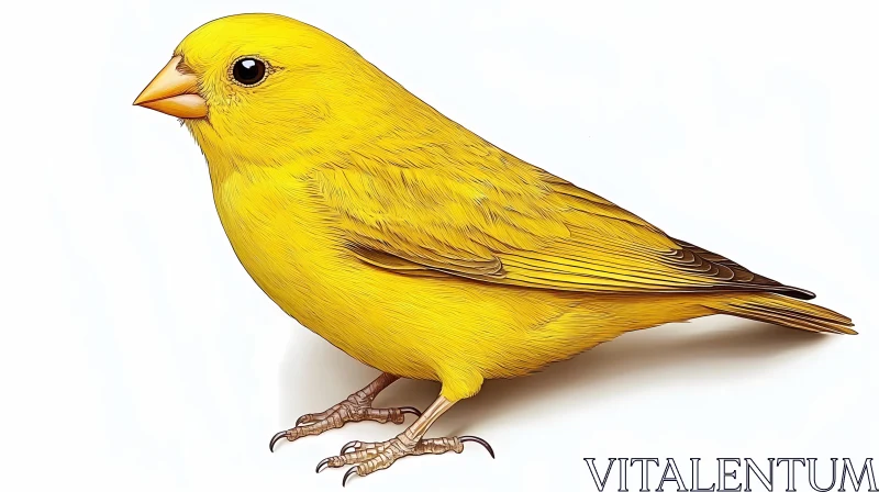 Bright Yellow Canary Illustration AI Image