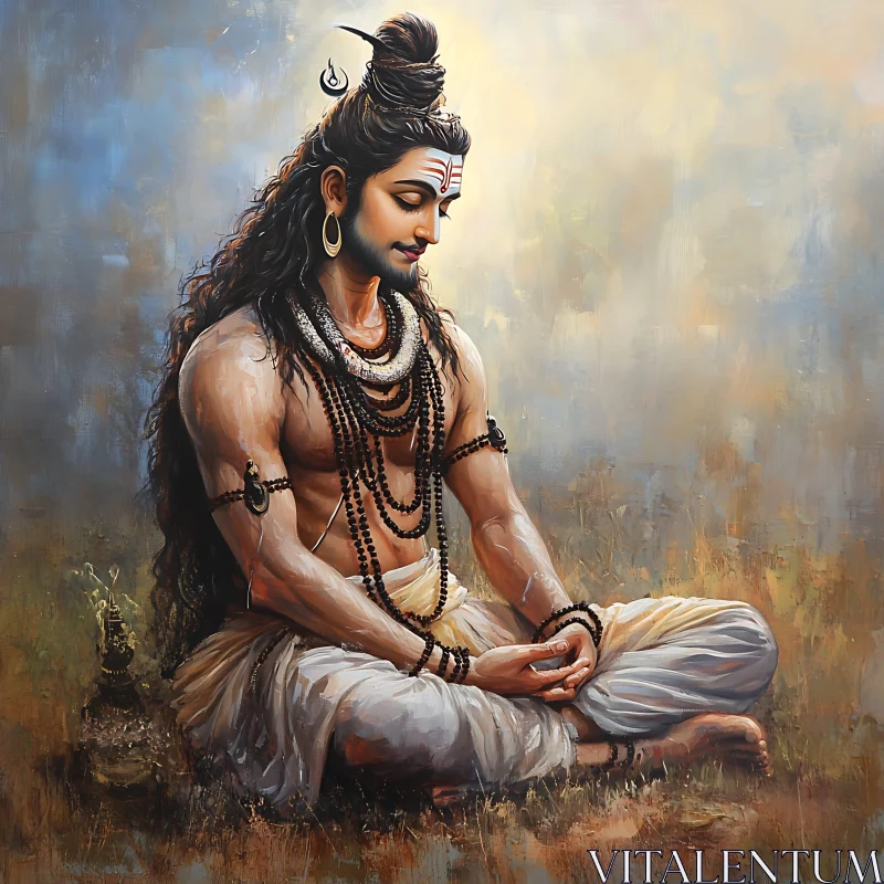 Meditative Shiva Deity Illustration AI Image