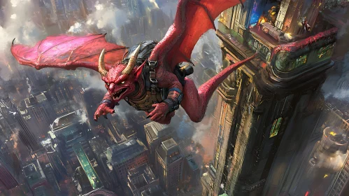 Red Dragon Over City