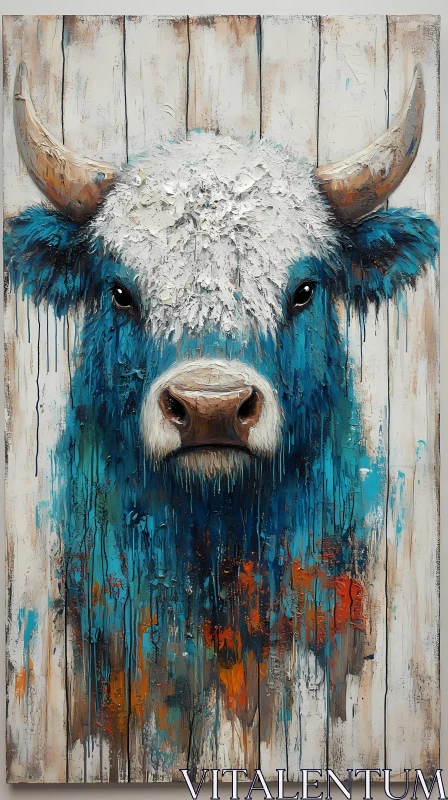 AI ART Colorful Textured Bull Art