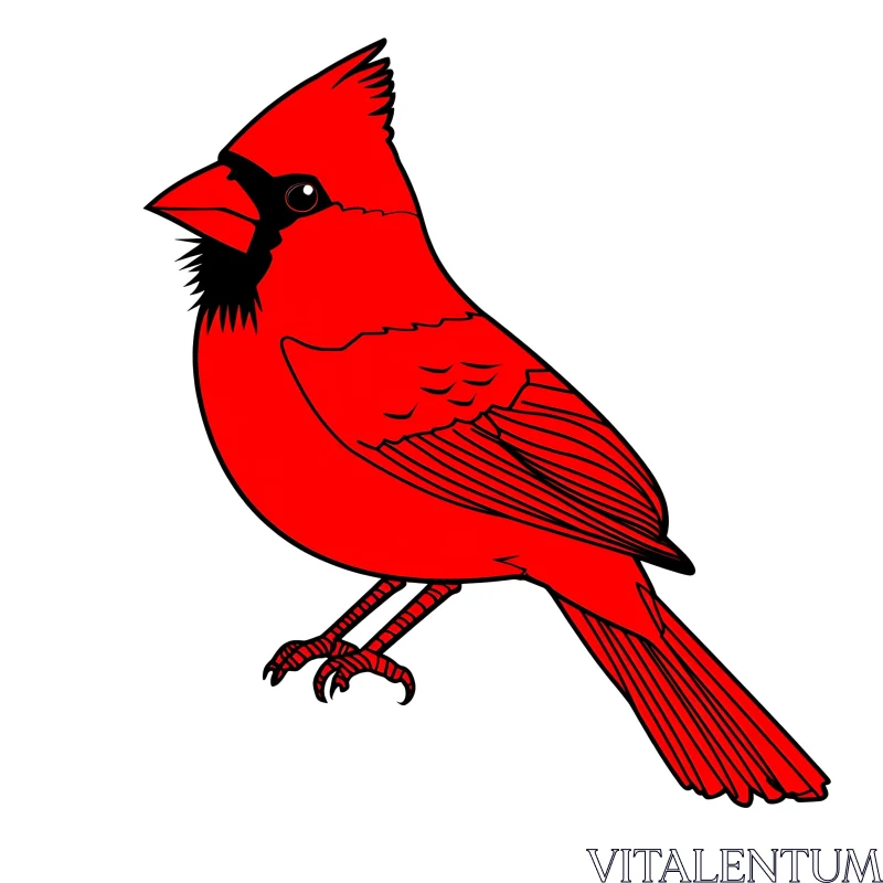 Crimson Cardinal Graphic Art AI Image