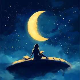 Serene Moonlit Reading