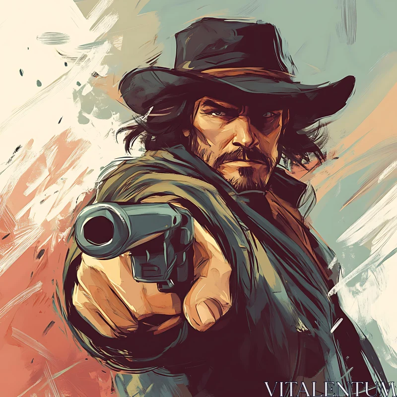 Western Gunslinger Digital Artwork AI Image