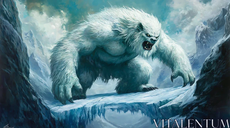 AI ART Furious Yeti in the Snowy Mountains