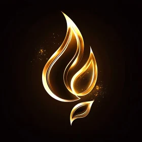 Gleaming Golden Flame Abstract Art