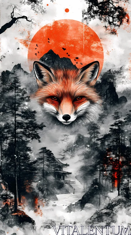 Ethereal Fox in Misty Realm AI Image