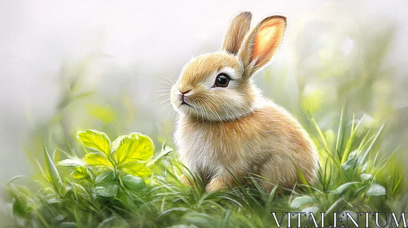 Cute Bunny in Natural Habitat AI Image