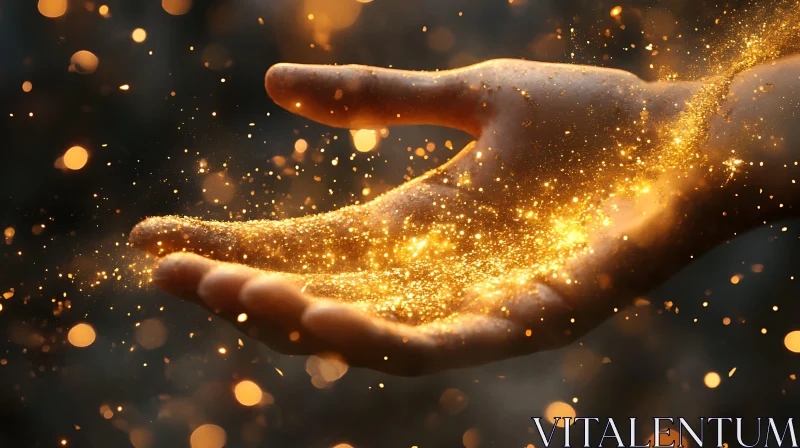 Hand with Gold Glitter AI Image