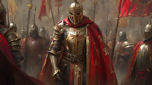 Medieval Knight in Golden Armor